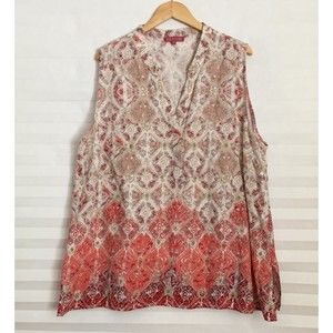 Rose & Thyme Womens Blouse Top Size 3X Pull Over Sleeveless Geometric Pattern